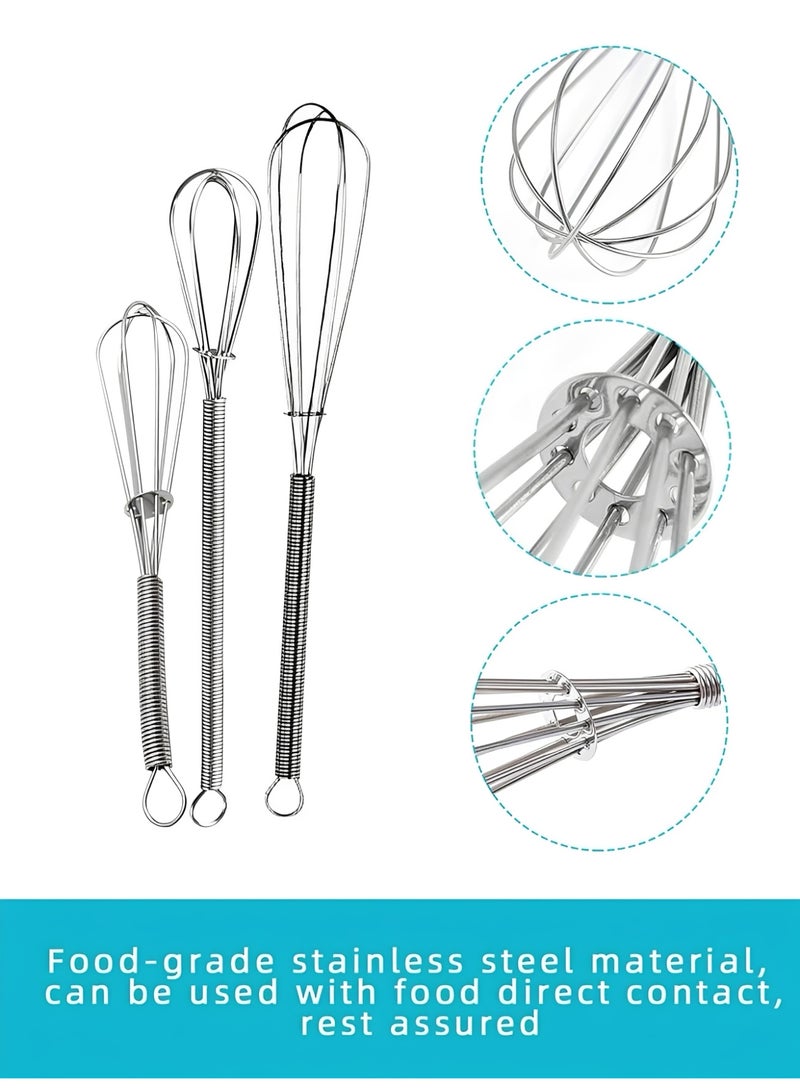 سكينة 3 قطعة مضرب يدوي صغير،خفاقه يدويه  ،مضرب بيض يدوي ،ويسك،خفاقة بيض،الفولاذ المقاوم للصدأ خفاقة مطبخ أداة خفاقة خفاقة مطبخ خفاقات سلكية للطهي والخفق والخلط والضرب والتحريك 3 قطع من الفولاذ المقاوم للصدأ بيض الخفق ، خفقت الطبخ رغوة البيض الخفق خفاقة صغيرة  ، الخفق ، مزج المكونات ، خلط حزمة الصلصات - Image 5